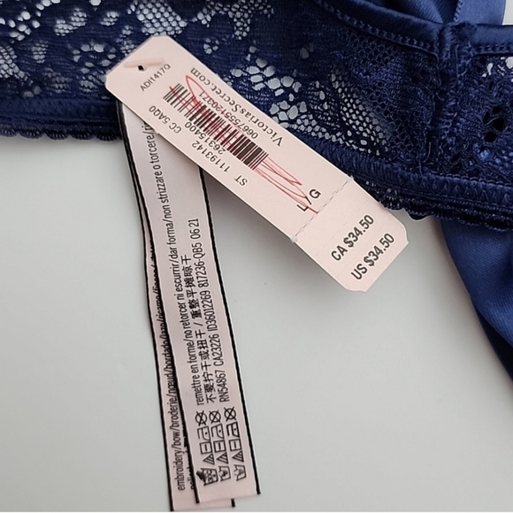 Victoria's Secret Dream Angels Cheekini Tanga Pink Blue Lace Floral Panty Sz L - Picture 14 of 15